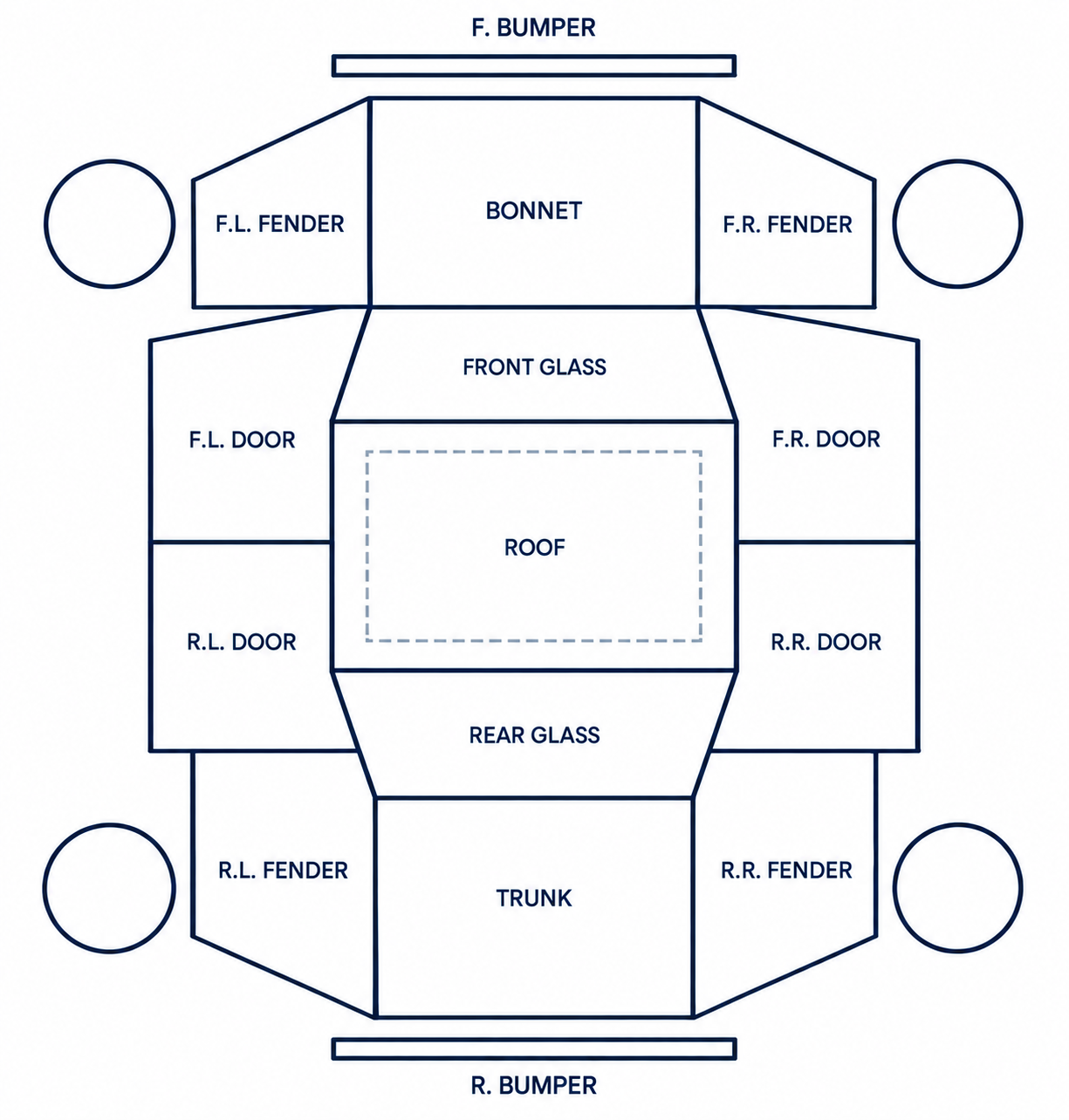 Top-view vehicle blueprint